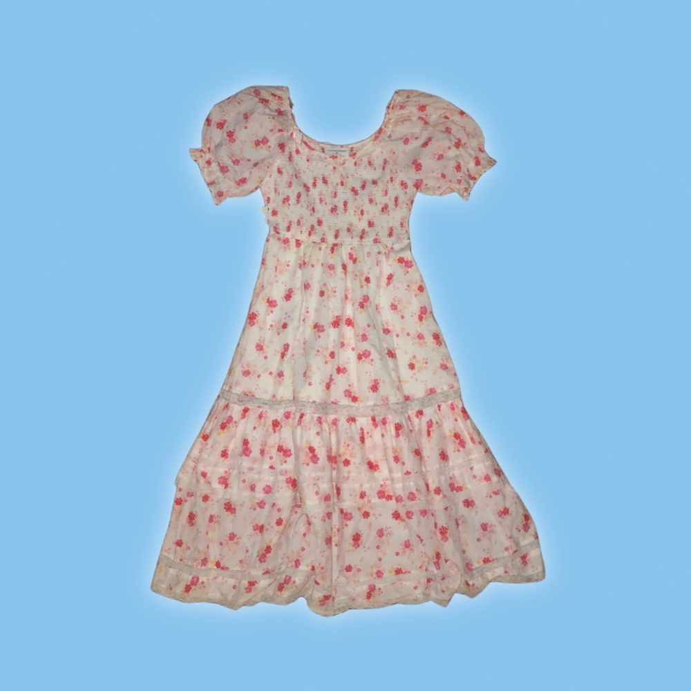 LoveShackFancy Puff-Sleeve Midi Dress